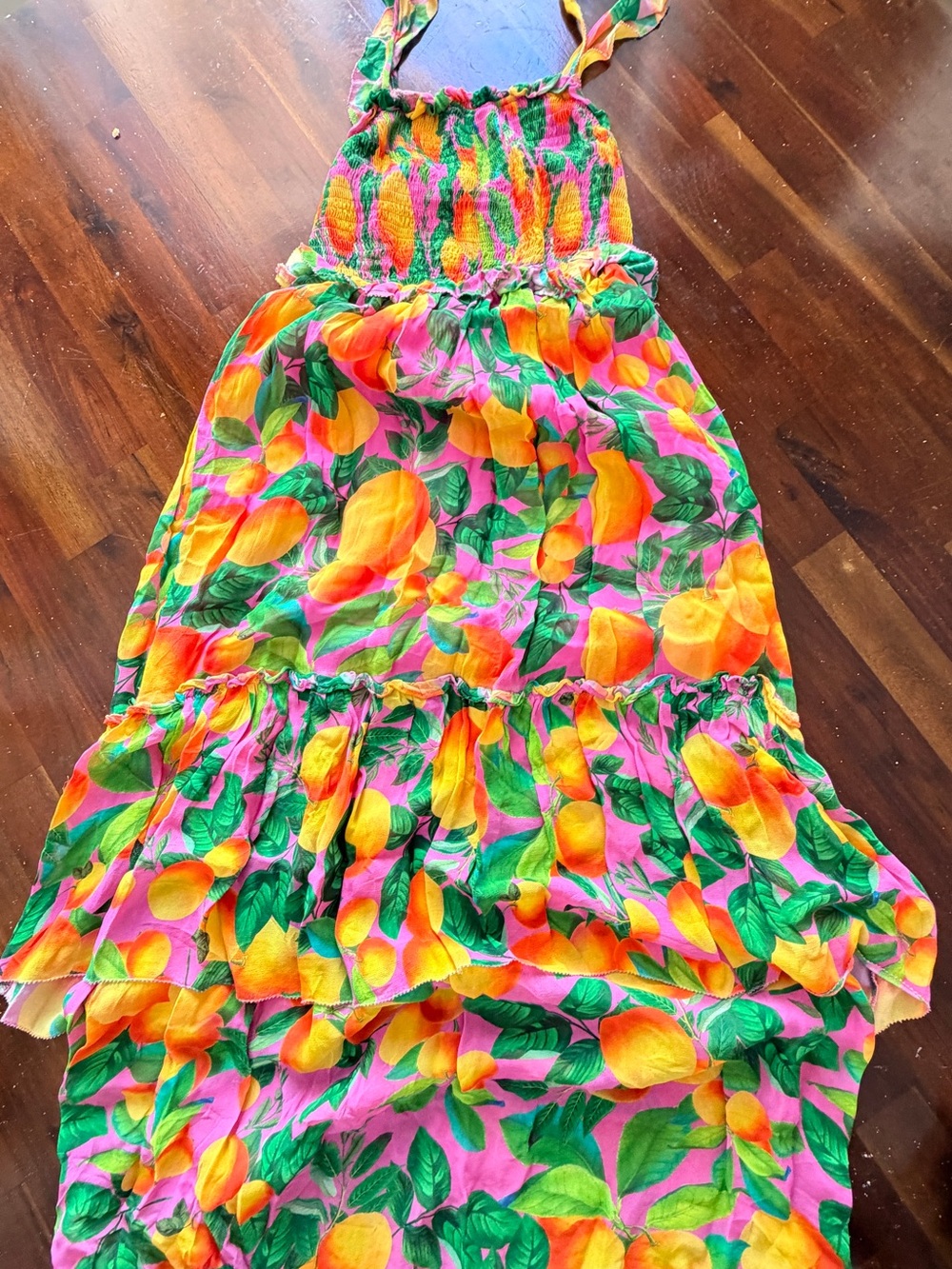 FARM Rio Pink Orange Lemon-Print Maxi Dress